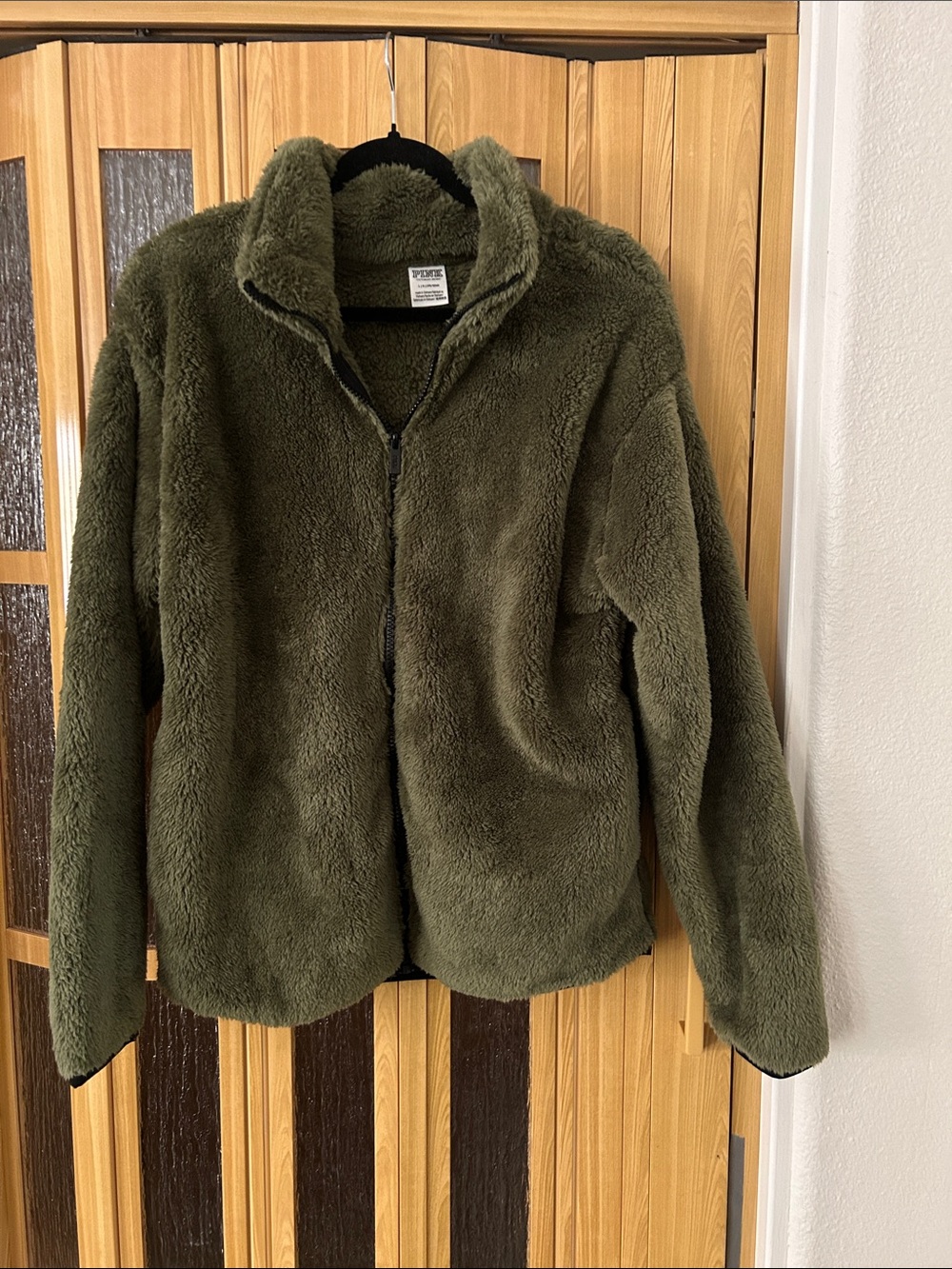 PINK Victoria's Secret Olive Green Plush Zip Jacket VGUC